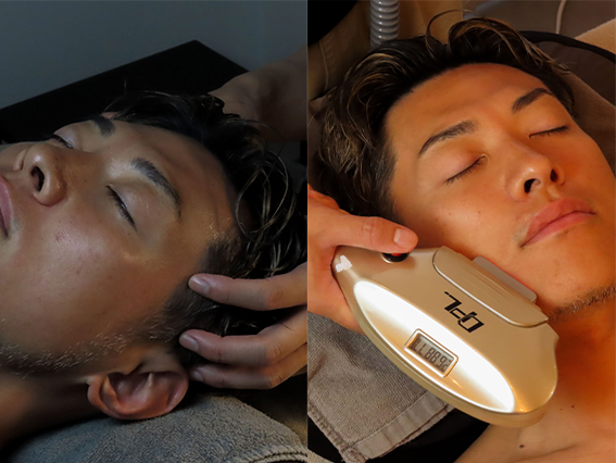 ヘッドスパと脱毛する男性
